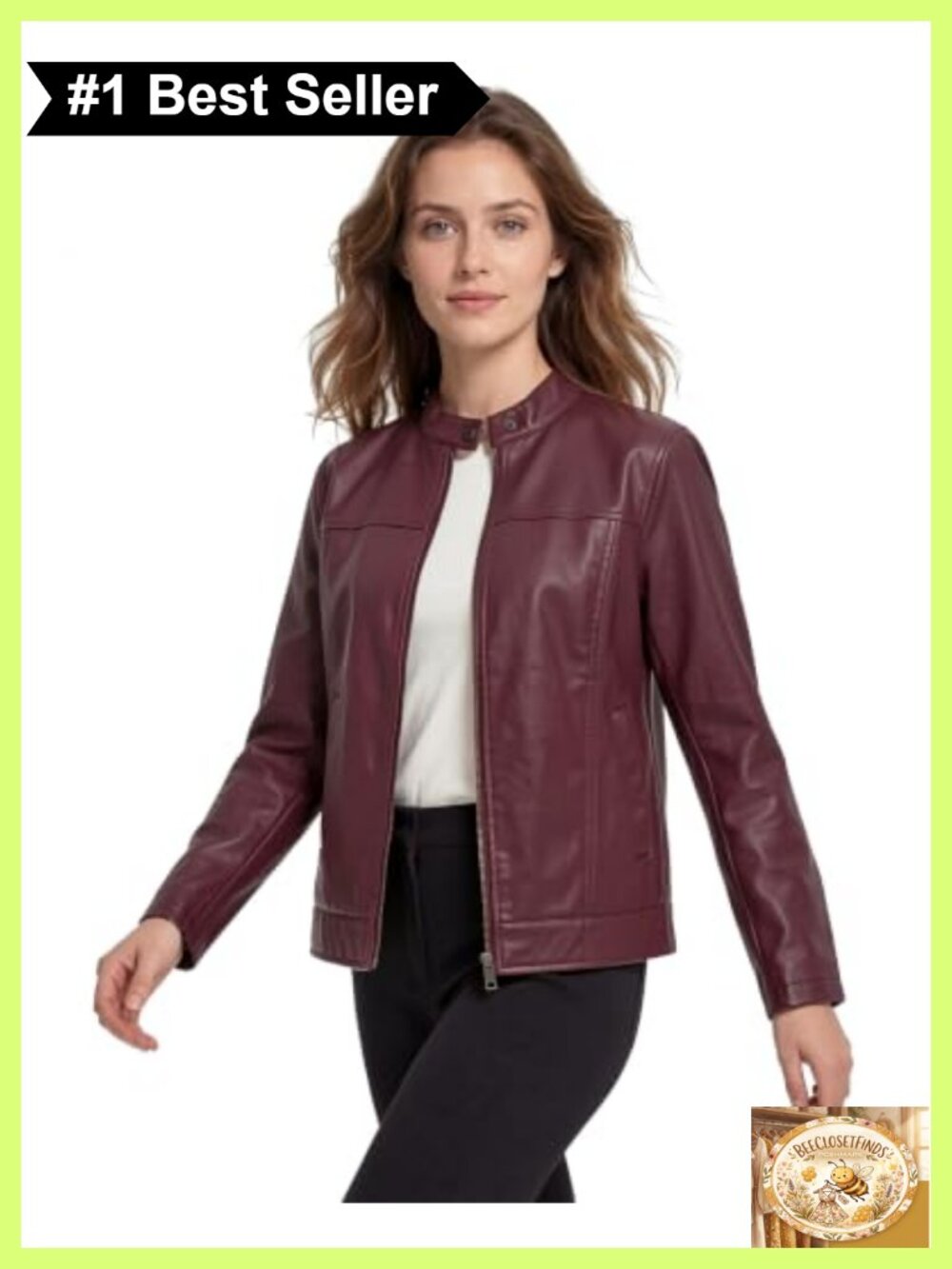 Faux Leather Jacket Women Motorcycle Biker Moto Coat Stand Collar Zip